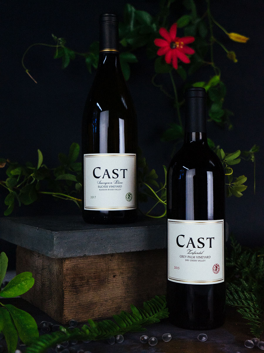 Cast Wines photographed beautifully for the holidays amongst the plants