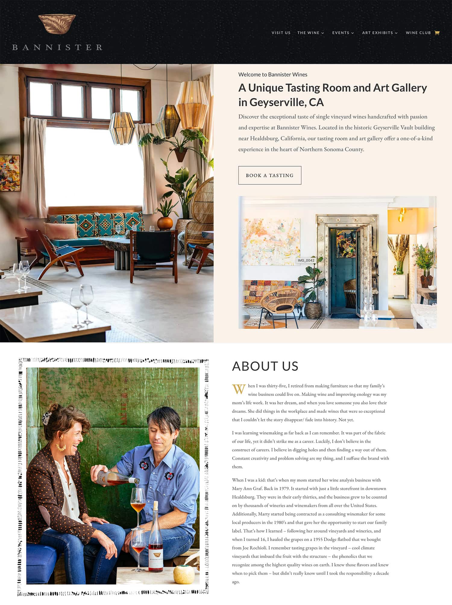 Showcase of Bannister Wines project on Limantour Design Studio's website, featuring elegant and sophisticated web design elements that reflect the premium quality of Bannister Wines, with a focus on user-friendly navigation and visually appealing layout.