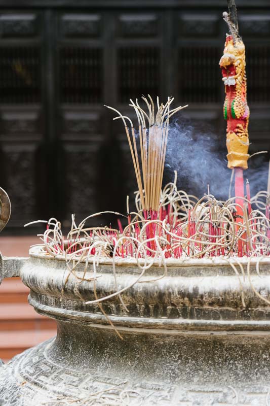 Incense burning at a temple in Saigon Vietnam
