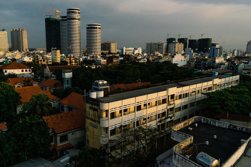 Sunset from a balcony in Saigon Vietnam
