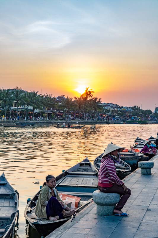 Sunsetting on the river in Vietnam