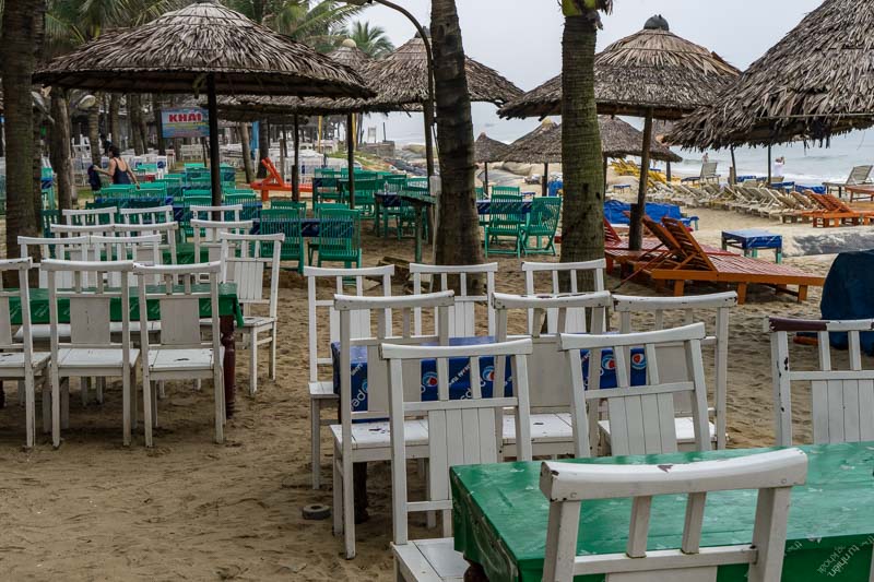 An empty beachfront café in Vietnam