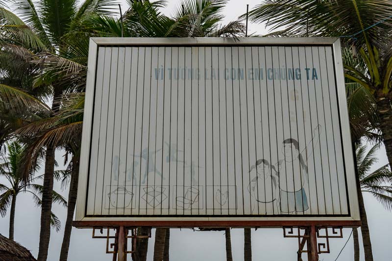 A billboard at the beach in Vietnam