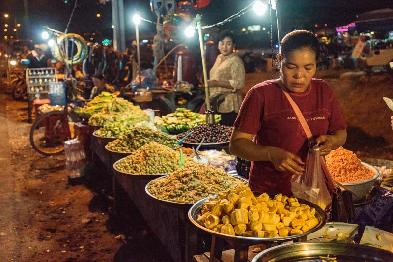 An abundance of prepared food atom market in Cambodia