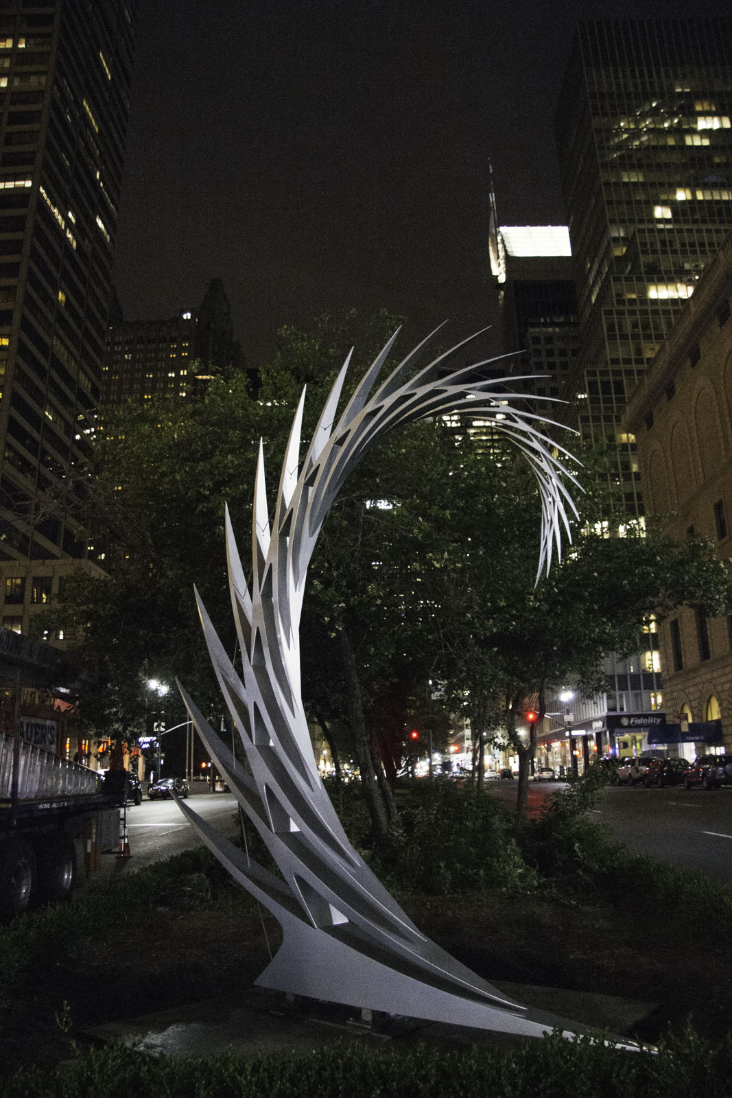 Santiago Calatrava's sculpture S3 installed on Park Avenue in New York city
